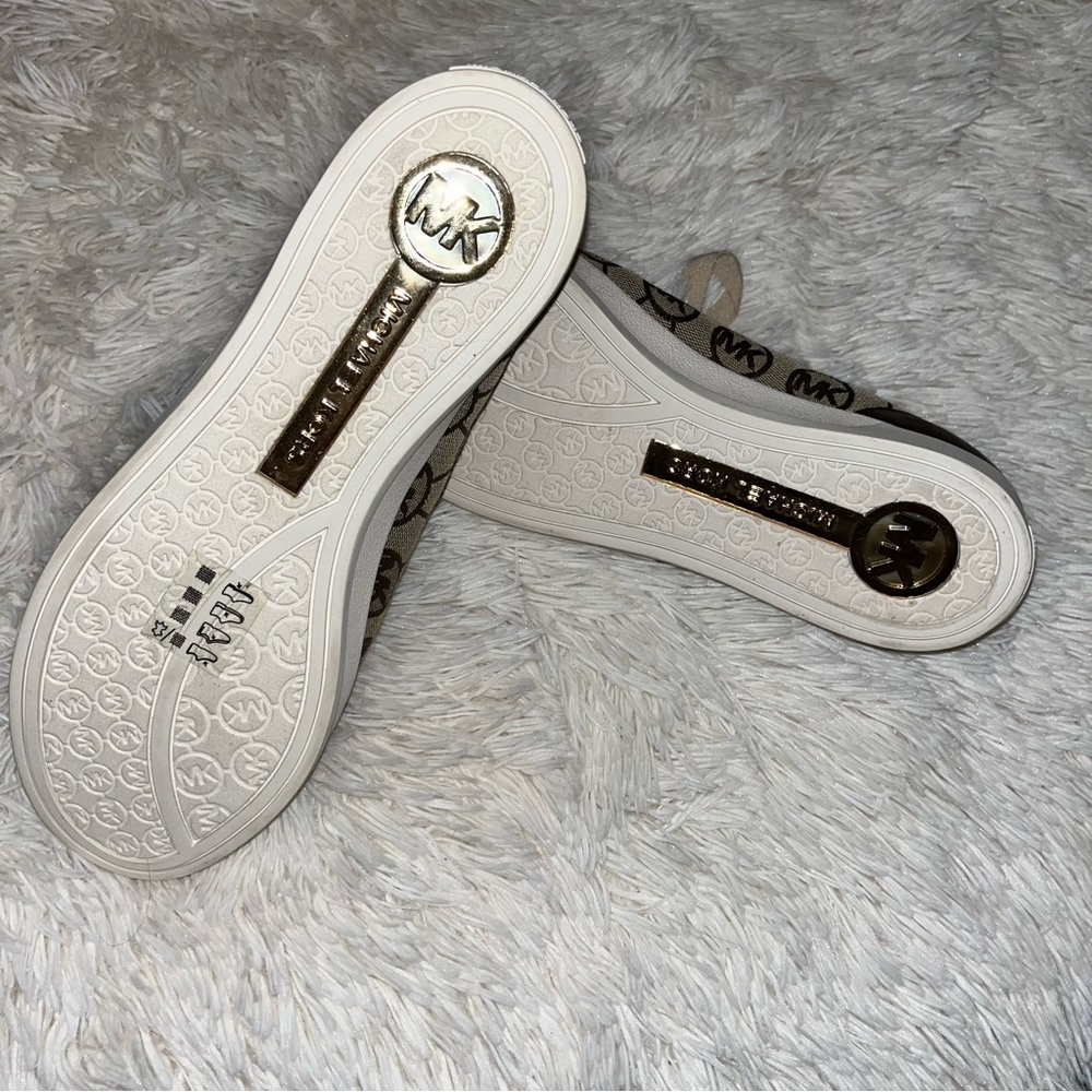 NEW Michael Kors Brown Leather Logo Sneakers - SZ 8 - Picture 6 of 7